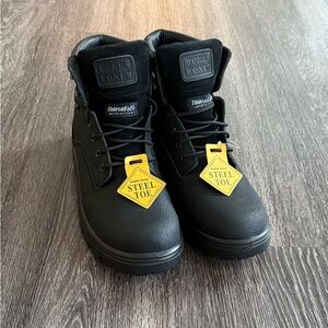 3M Thinsulate Men’s Black Steel Toe Work Boots BRAND NEW!